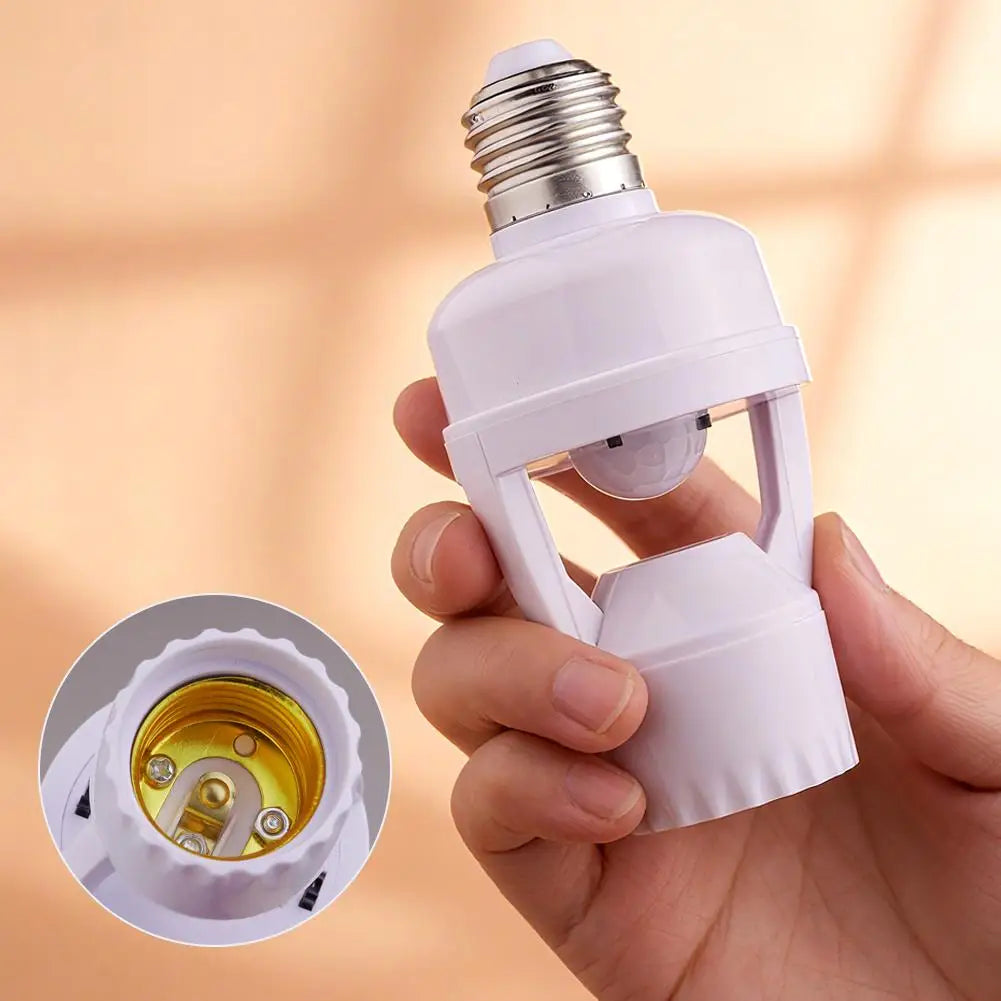 E27 PIR Motion Sensor Bulb Socket Adapter – Auto On/Off