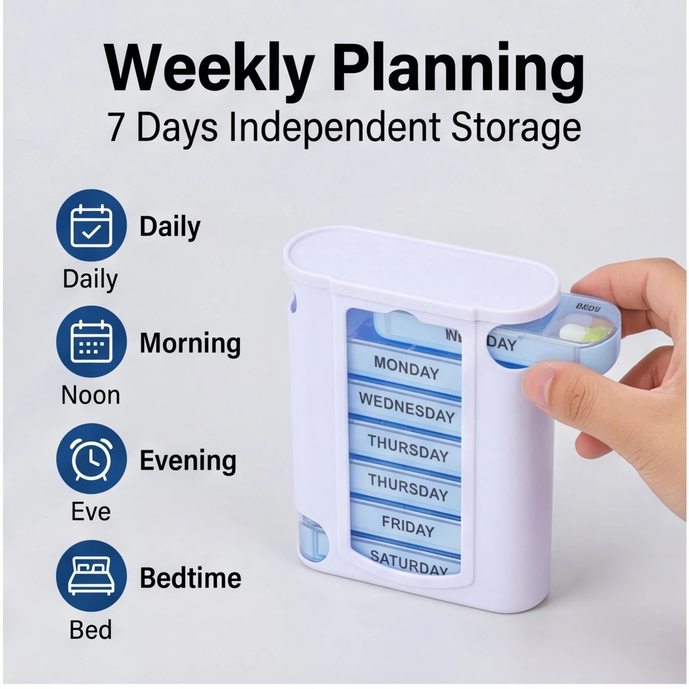 7-Day Weekly Pill Organizer – Portable Medicine Tablet Case