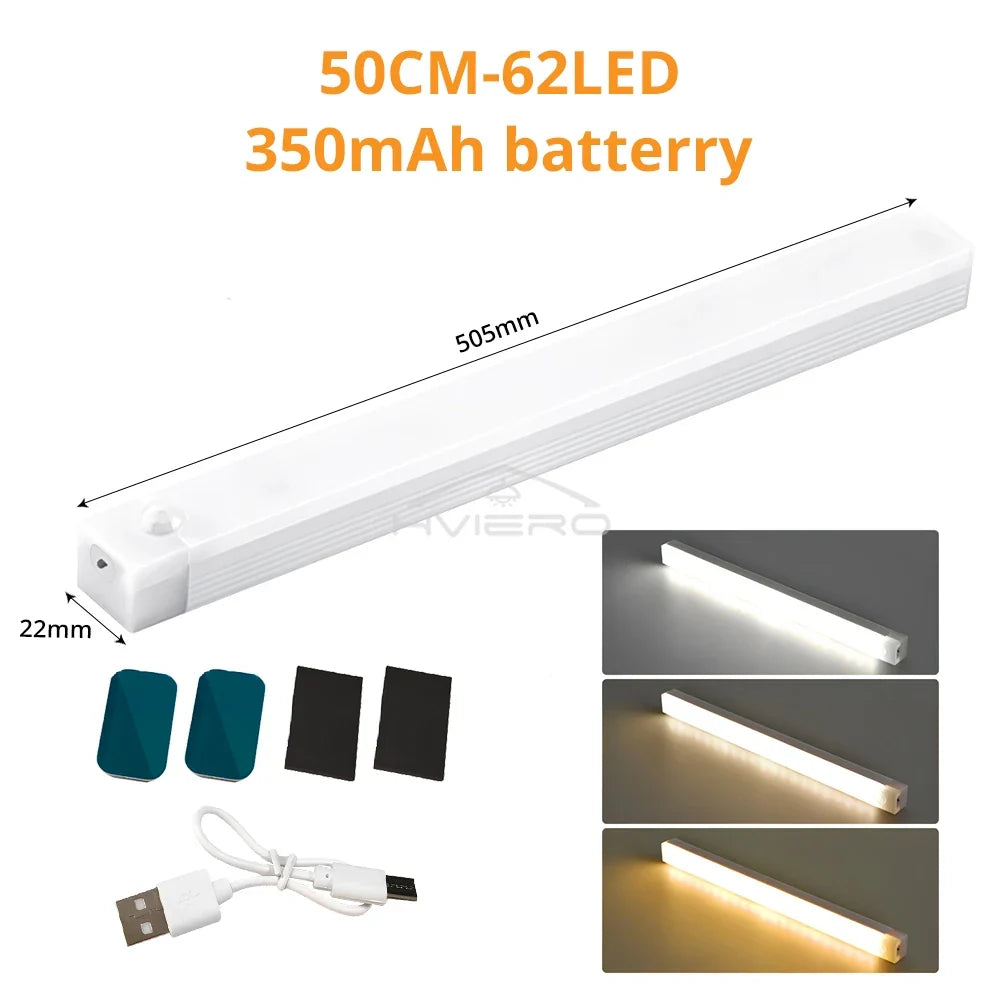 Rechargeable PIR Motion LED Night Light Bar 10–50cm | 3 Colors