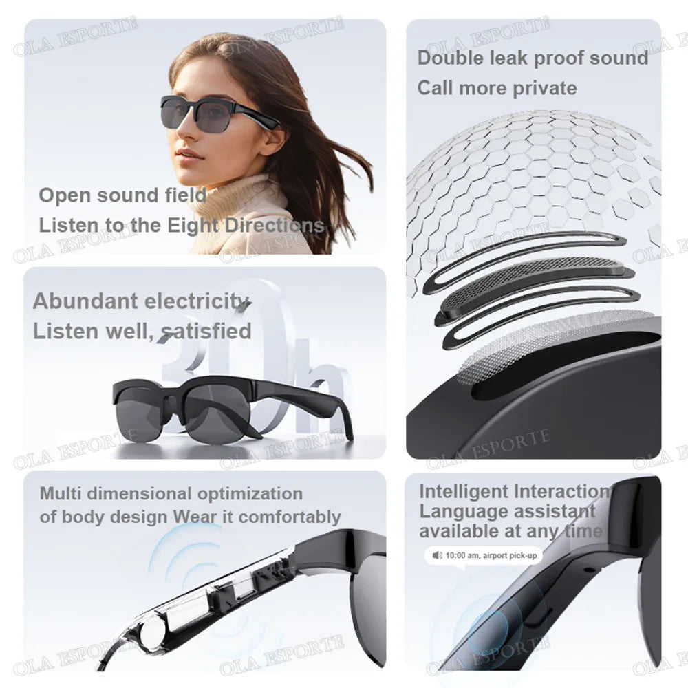 Smart Glasses Bluetooth Call Music Control Wireless Fashion Earbuds Gift Earbuds for Men Women Outdoor Sports Sunglasse 2026 New Peaceful Pleasures Health and Wellness