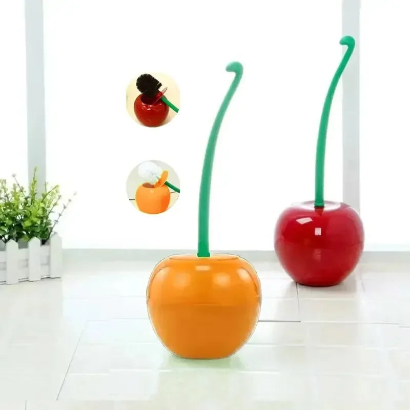 Cherry Shape Toilet Brush & Holder Set | Fun Bathroom Accessory