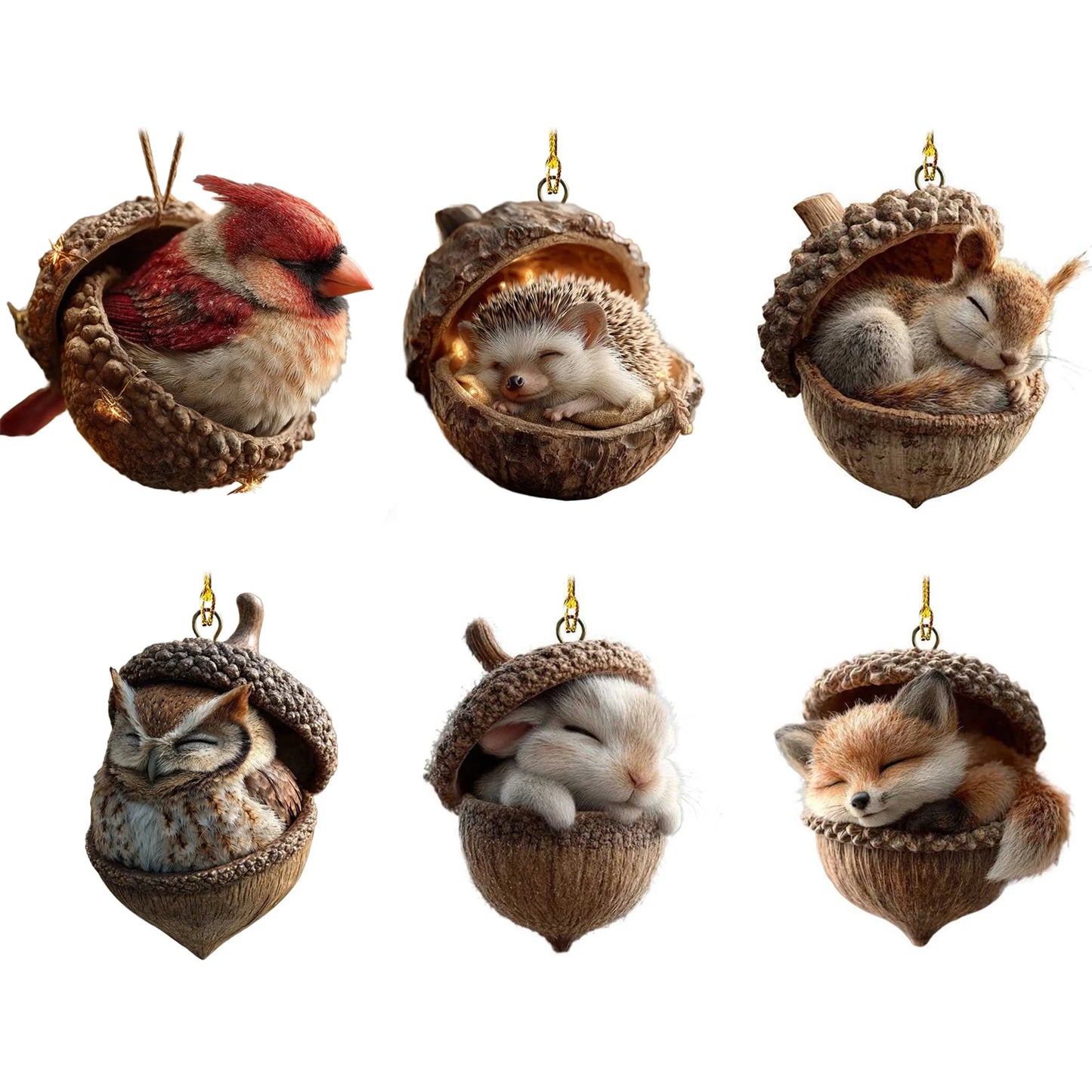 Acrylic 2D Animal Christmas Ornaments | Cute Xmas Tree Pendants