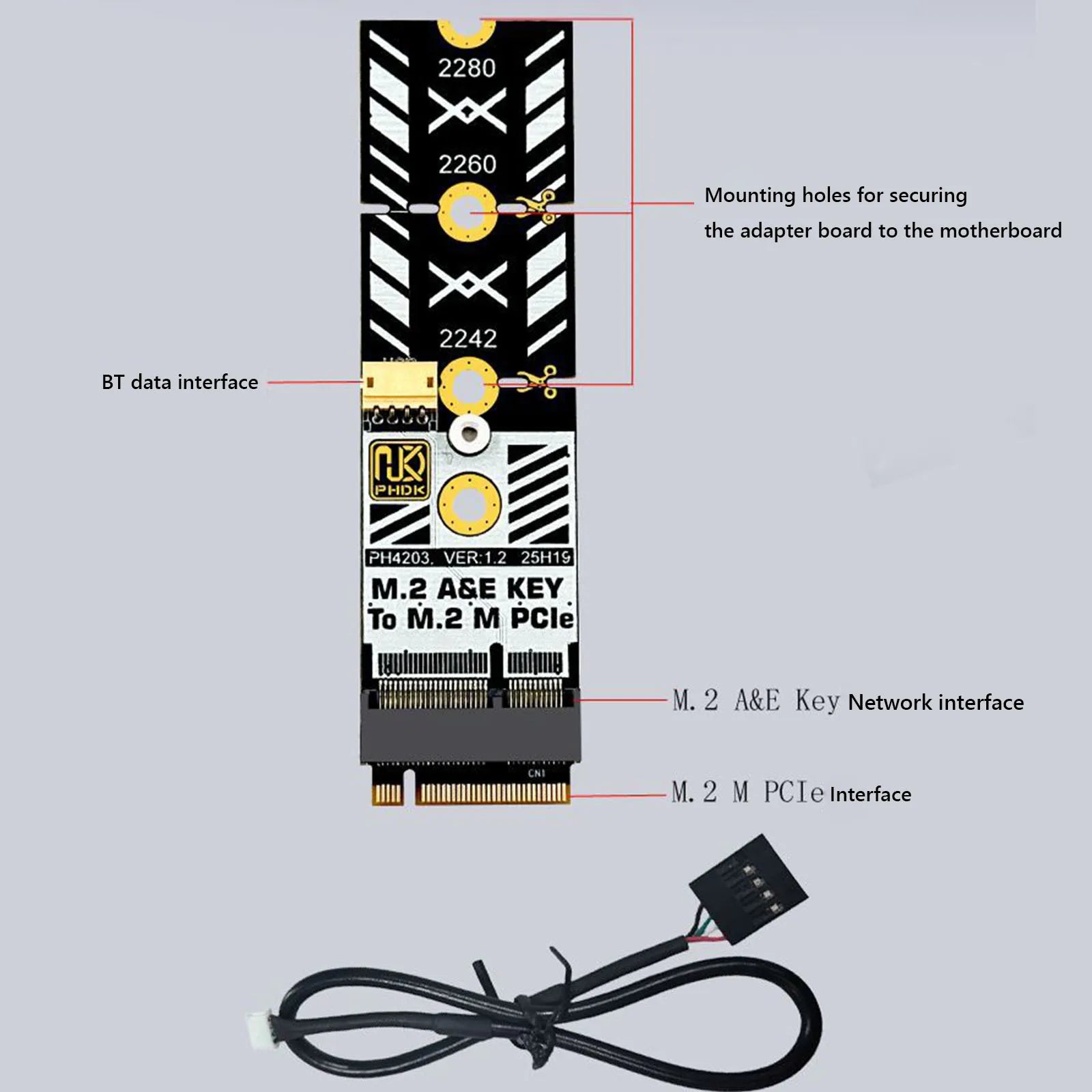 M.2 A+E Key to M Key Adapter Card for Wifi Slot to NVMe SSD Interface Expansion Board for PC Storage Modification Device Peaceful Pleasures Health and Wellness