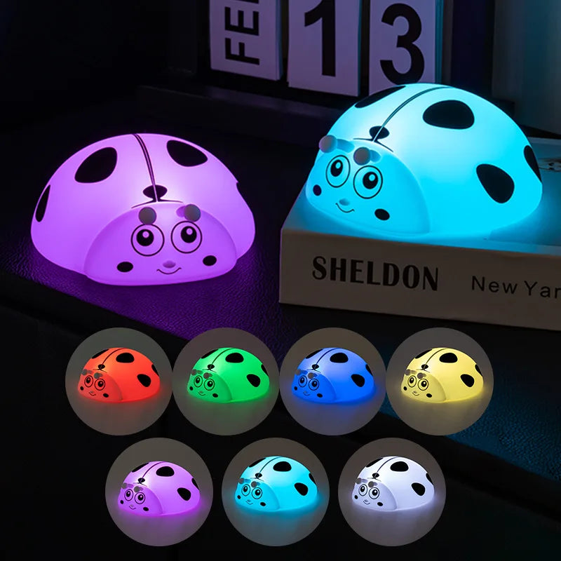Adorable Night Light Silicone Nursery Sleeping Lamp Touch Control Ladybug Nightlights USB Rechargeable Table Lamp for Baby Child Peaceful Pleasures Health and Wellness