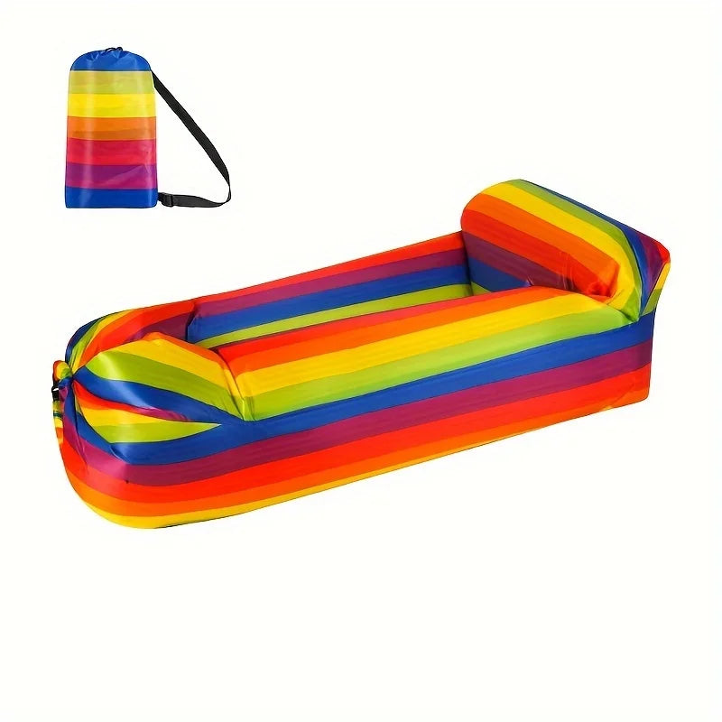 Outdoor Lazy Inflatable Sofa For Nap, Portable Air Mattress For Picnic, Camping Inflatable Mattress, Air Bed For Music Festival Peaceful Pleasures Health and Wellness Rainbow Pillow