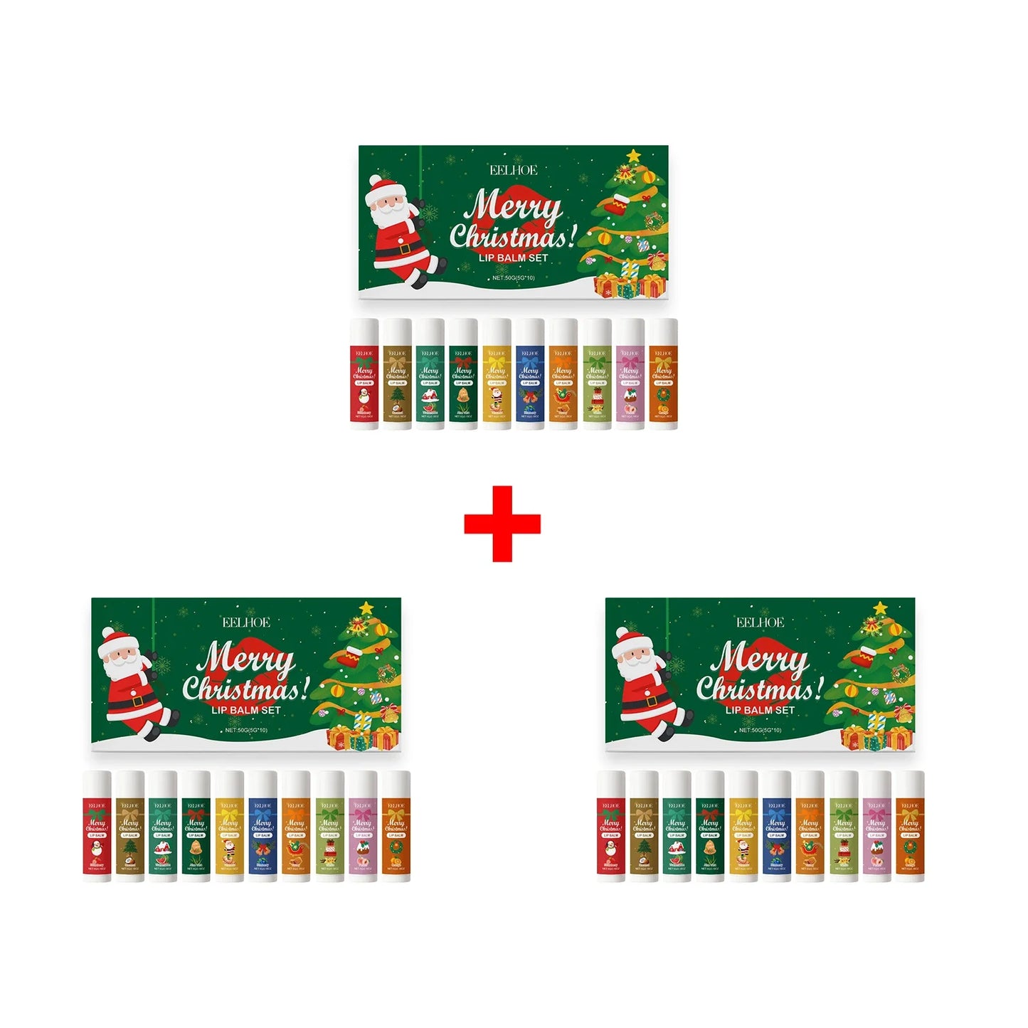 EELHOE 10-Pc Christmas Lip Balm Gift Set – Deep Moisturizing