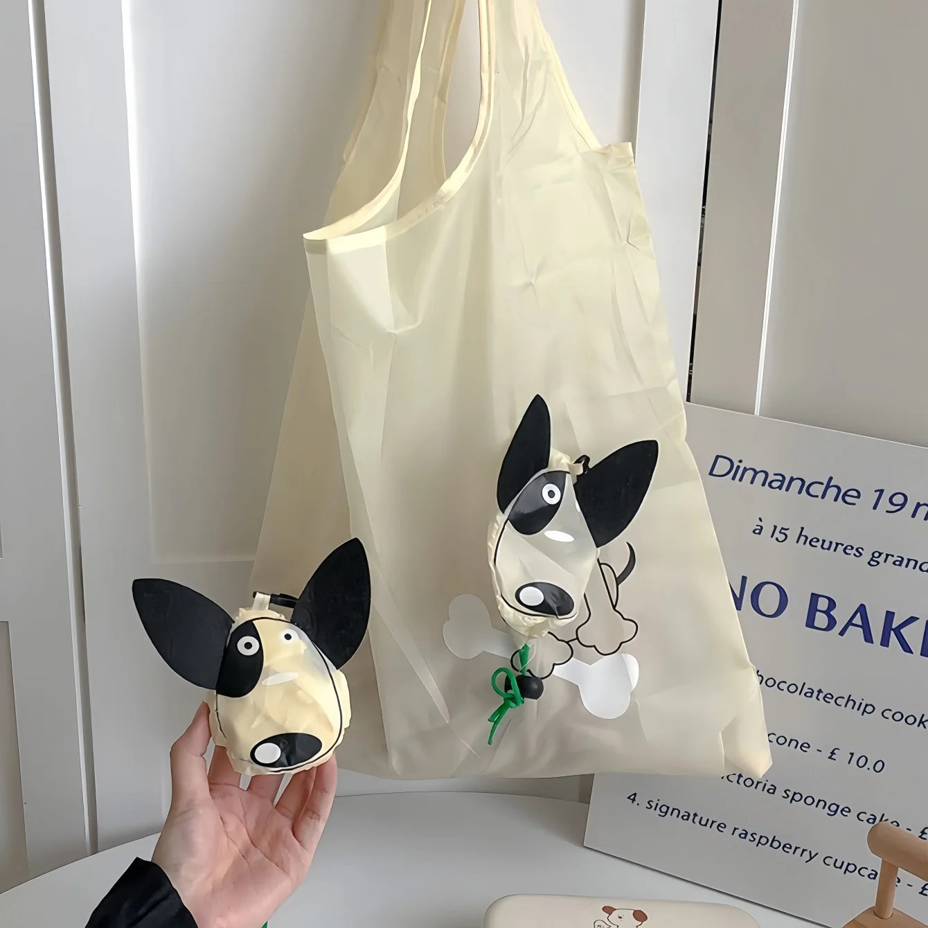 Cute Dog Reusable Grocery Tote Bag – Foldable & Washable
