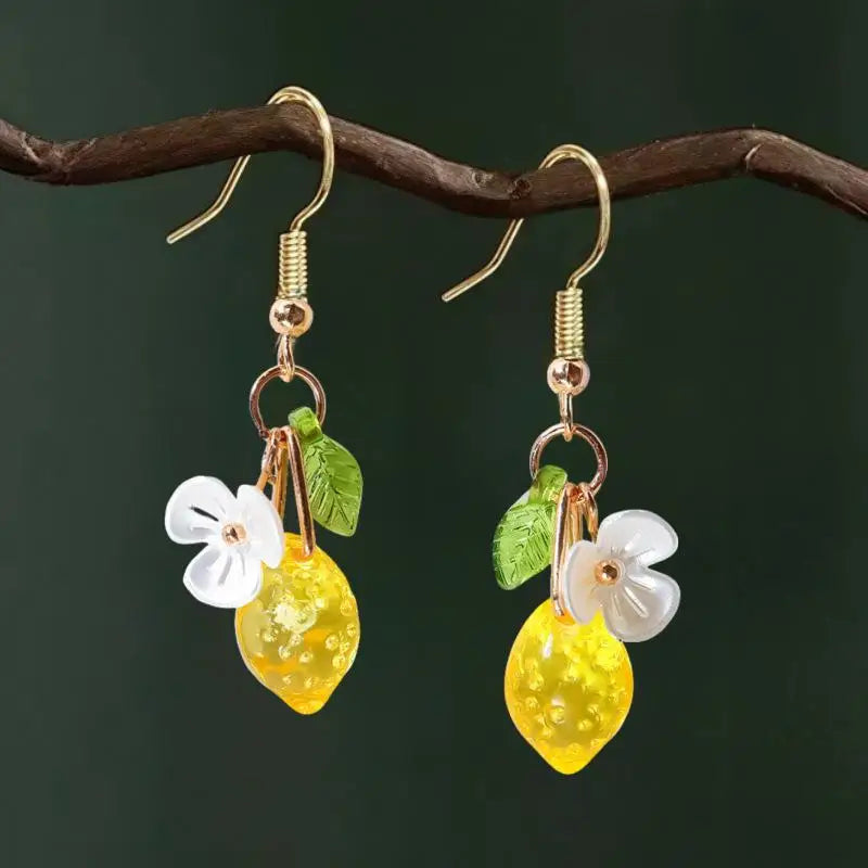 Bohemian Lemon Tassel Drop Earrings | Summer Beach Jewelry