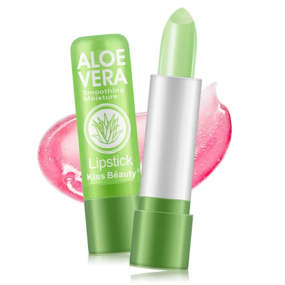 Aloe Vera Temperature Color Change Lipstick Moisturizing Lip Balm Long Lasting Waterproof Nourishing Lip Korean Makeup Cosmetics Peaceful Pleasures Health and Wellness 1pcs