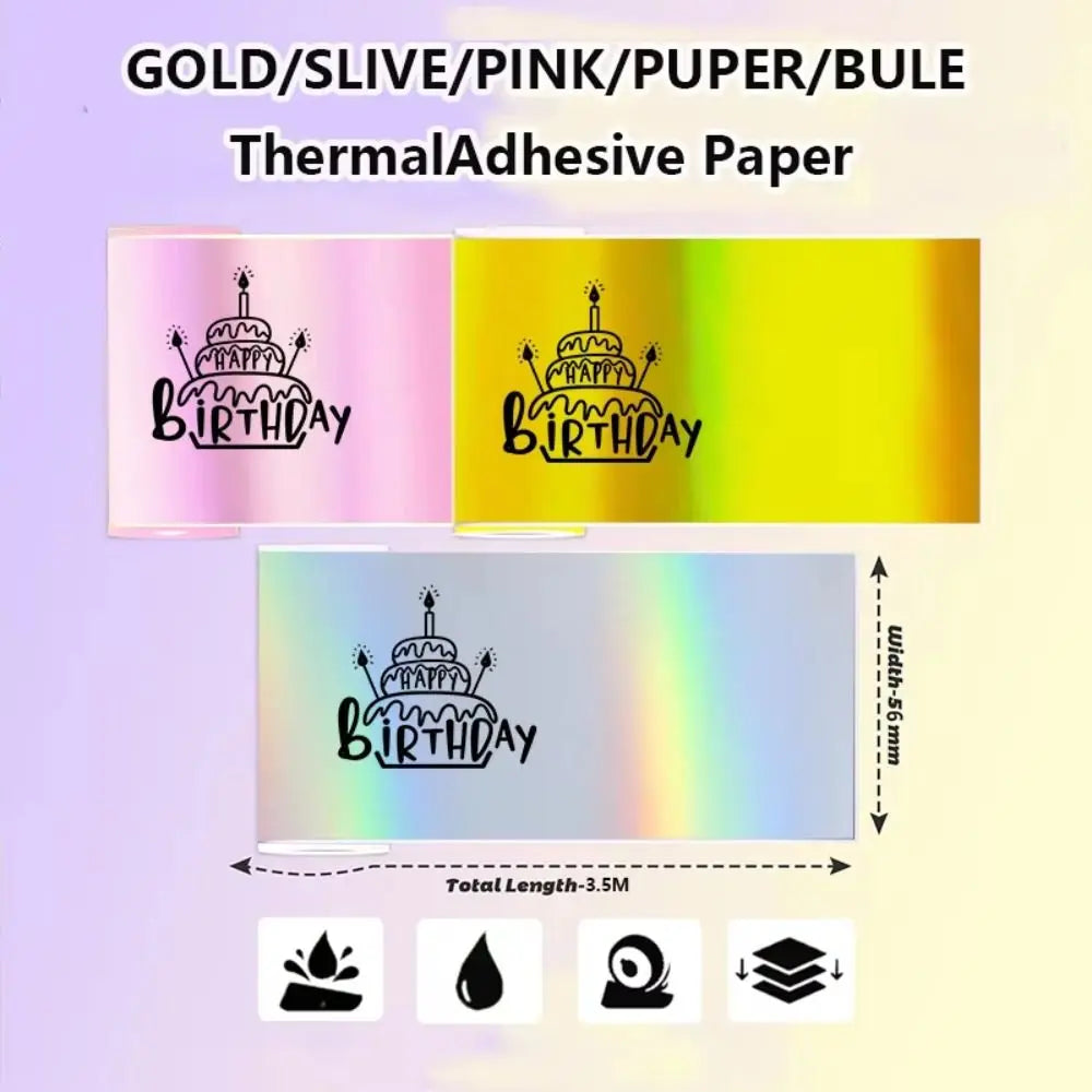 HD Color Thermal Printer Papers Glossy Vibrant Colors Holographic Thermal Paper Premium Smooth Finish Glitter Effect Peaceful Pleasures Health and Wellness