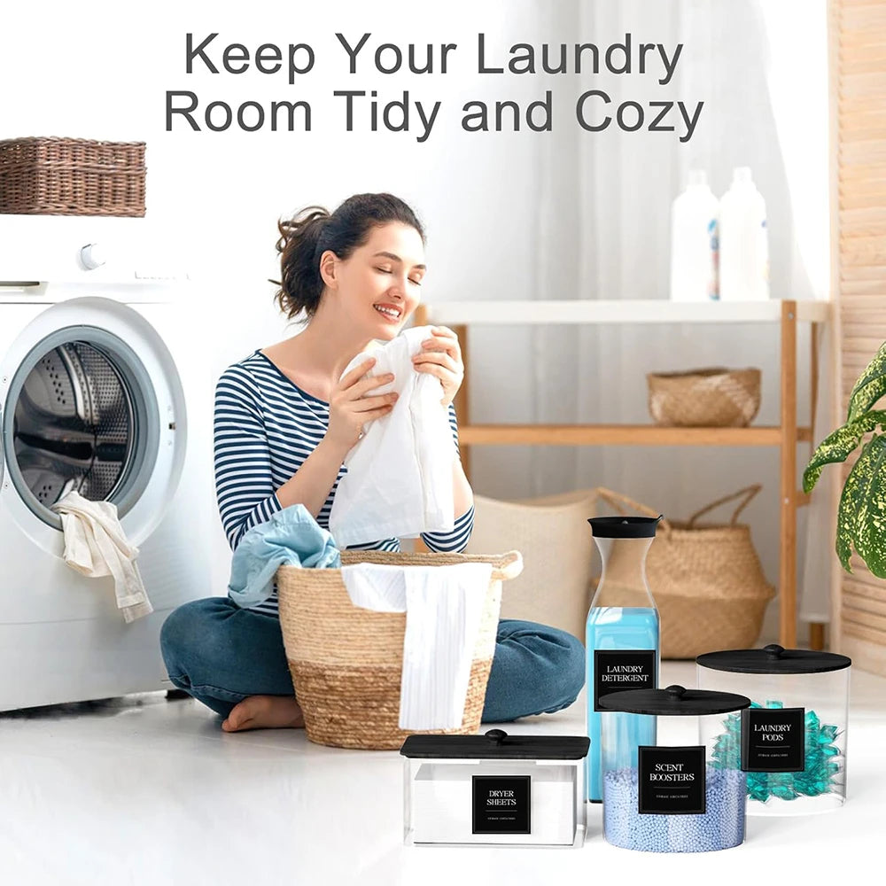 4 Pack Laundry Pods Containers & Dryer Sheet Holder & Laundry Detergent Dispenser, Laundry Room Organization and Storage Jars