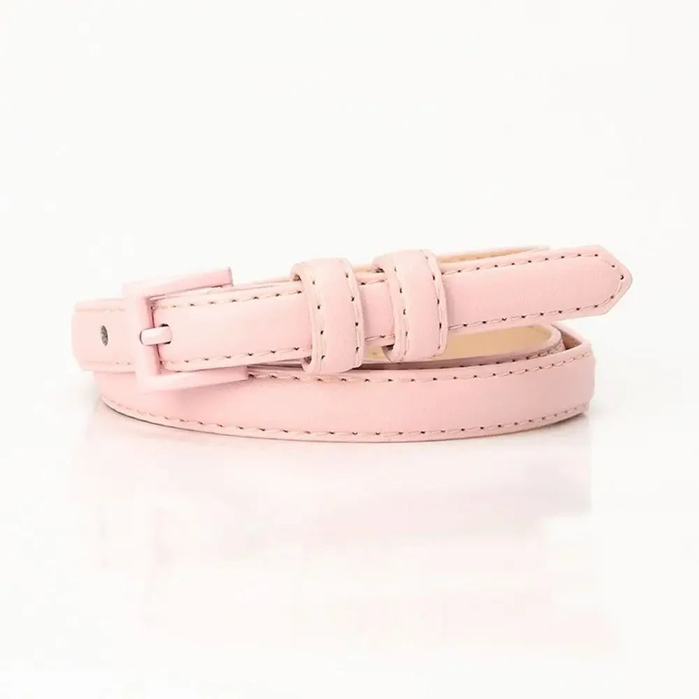 Women's Skinny Black PU Leather Belt – Slim Jeans Belt