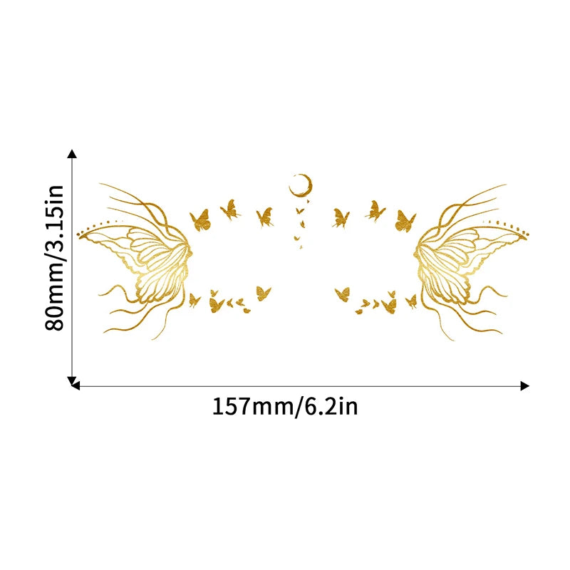 Butterfly Glitter Stickers Face Tattoo Flash Gold Temporary Metalic Tattoos Waterproof Makeup Decals For Girls Party Festival Peaceful Pleasures Health and Wellness