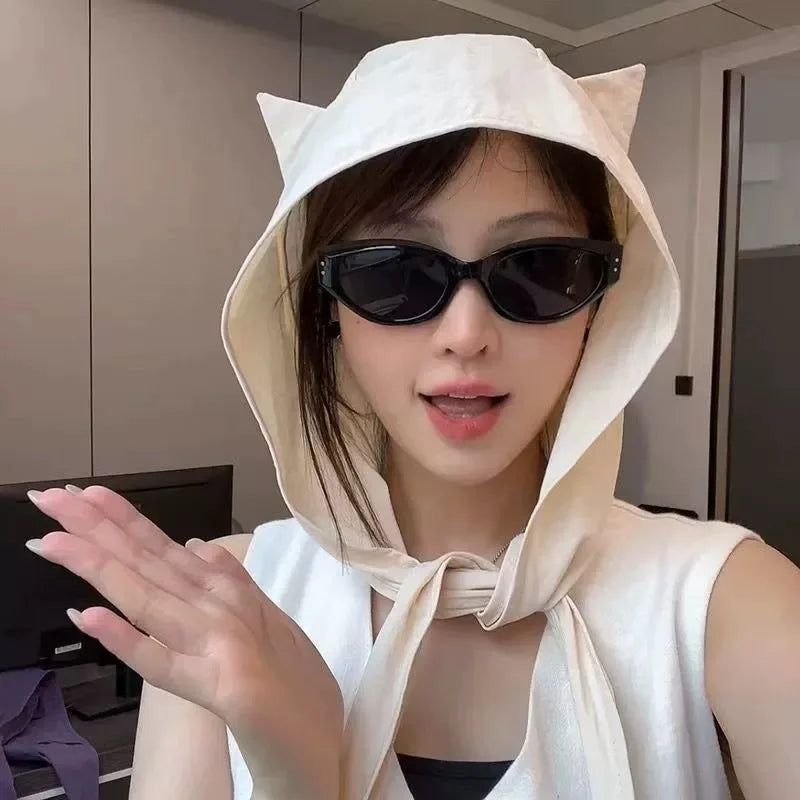 2026 Fashion Summer Fisherman Hat with Strap Trendy Qiuck Dry Cute Ear Design Sunshade Caps for Summer Beach Fishing Hiking Peaceful Pleasures Health and Wellness beige