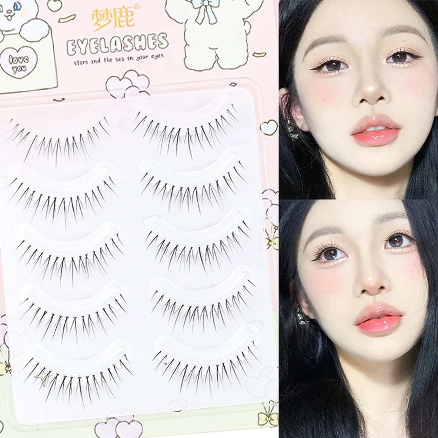 Korean Idol DIY False Eyelashes – Natural Wispy Cluster Lashes 5pk