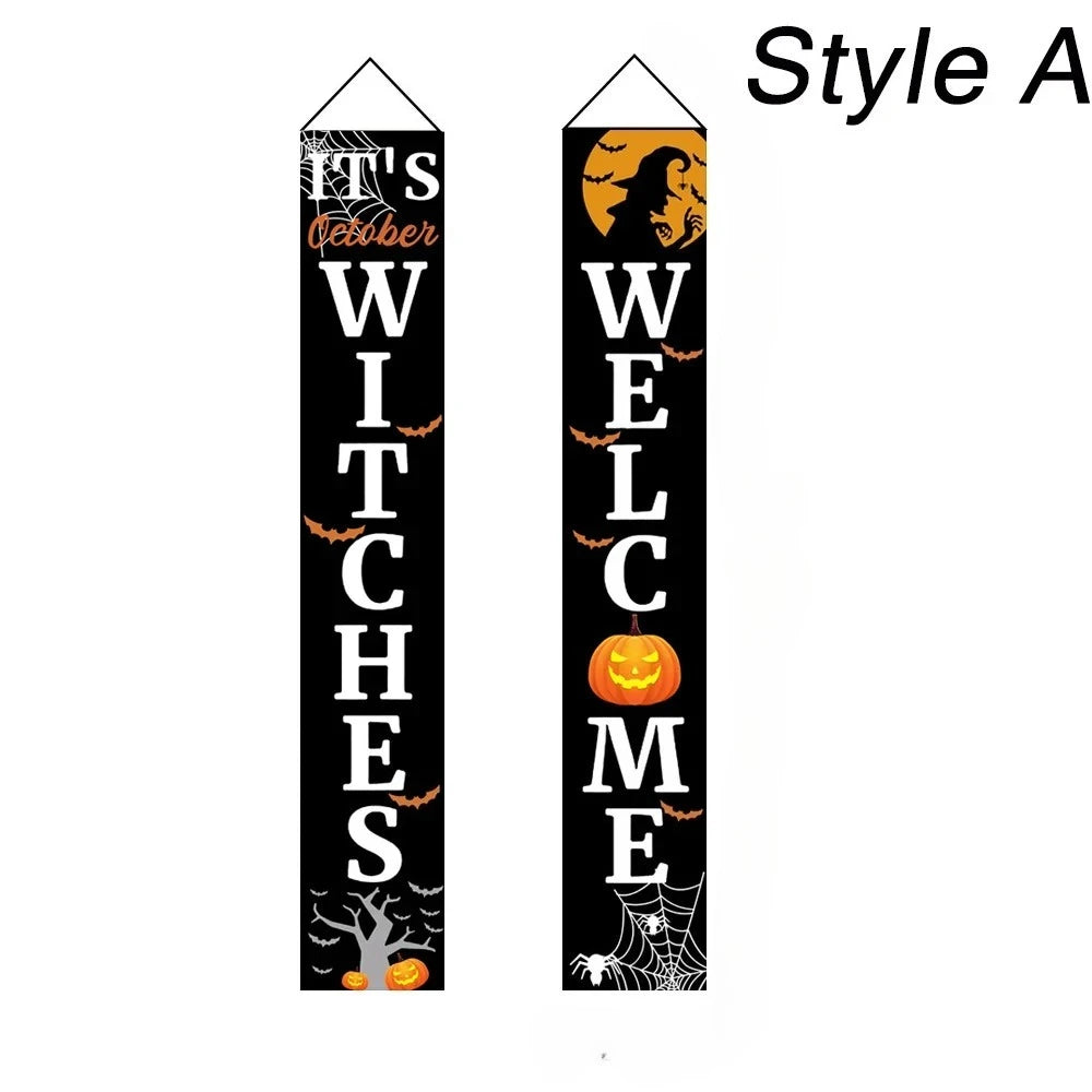 Halloween & Christmas Door Curtain Banner | Holiday Decor Flag