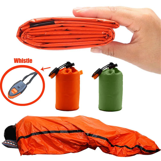 Portable Waterproof Emergency Survival Sleeping Bag Outdoor Edc Camping Gear Thermal Sack First Aid Rescue Kit Mylar Blanket Peaceful Pleasures Health and Wellness Default Title