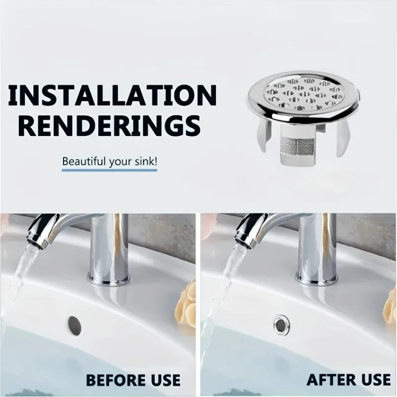 Chrome Basin Overflow Cover Ring | ABS Drain Cap Replacement