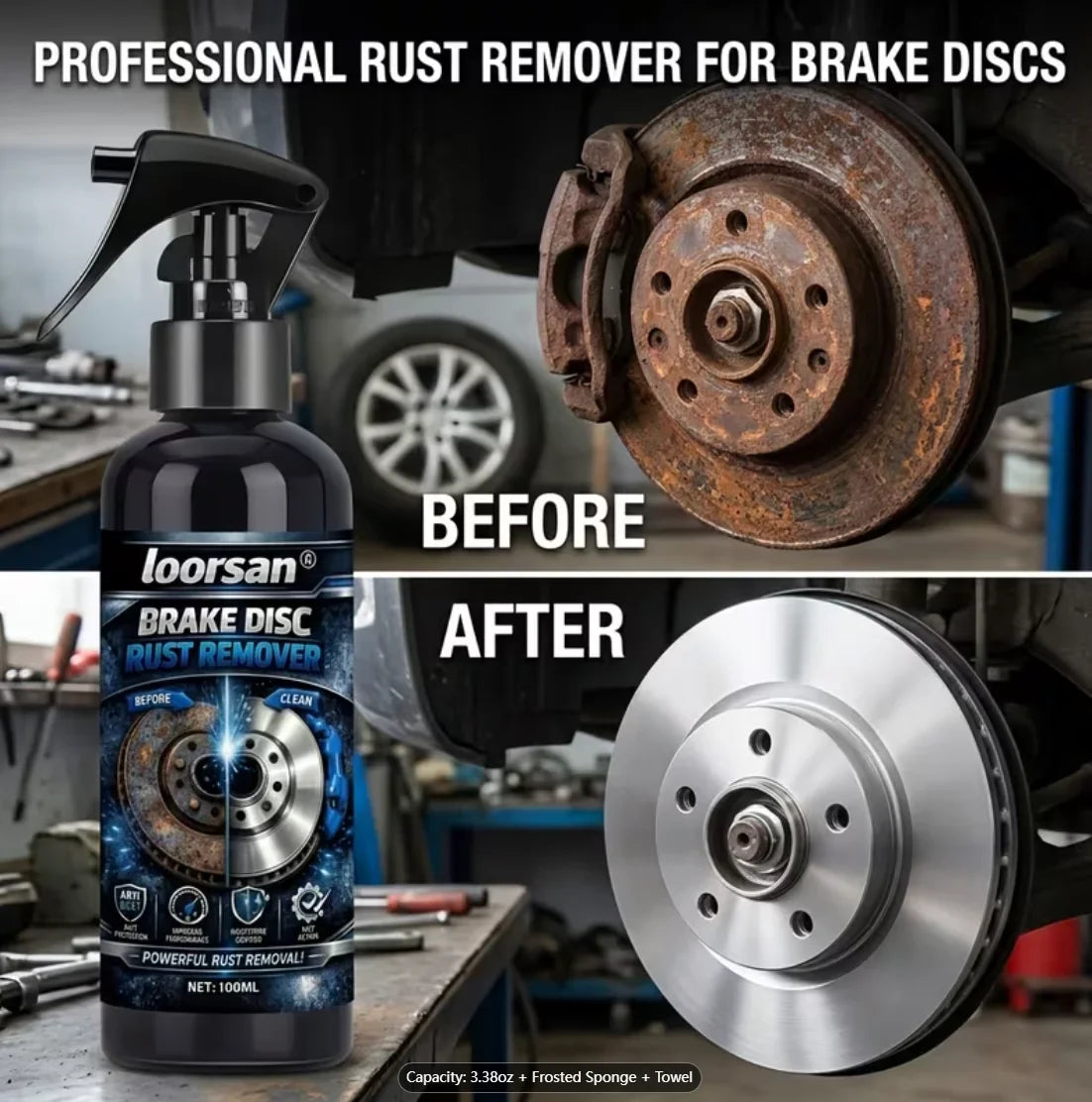 Car Brake Disc Rust Remover Spray 100ml – Wheel Hub Cleaner