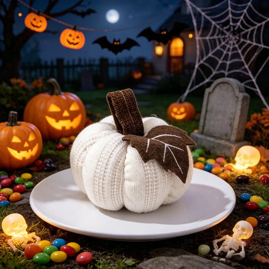 Knitted Pumpkin Ornaments for Halloween Festival Party & Home Bonsai Pendant Decor Halloween Gift Peaceful Pleasures Health and Wellness