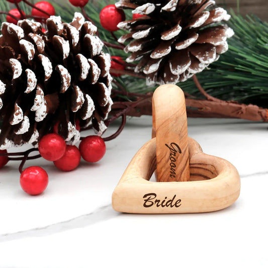Interlocking Hearts Olive Wood Gift | Wedding & Anniversary Wooden Heart Keepsake Peaceful Pleasures Health and Wellness Interlocking Hearts 1pcs