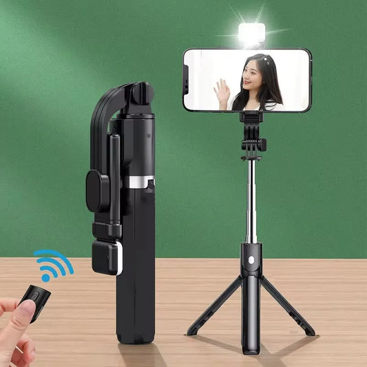 Portable Bluetooth Selfie Stick Retractable Multifunctional Phone HoldeTripod With Selfie light Wireless Remote Shutter stand Peaceful Pleasures Health and Wellness