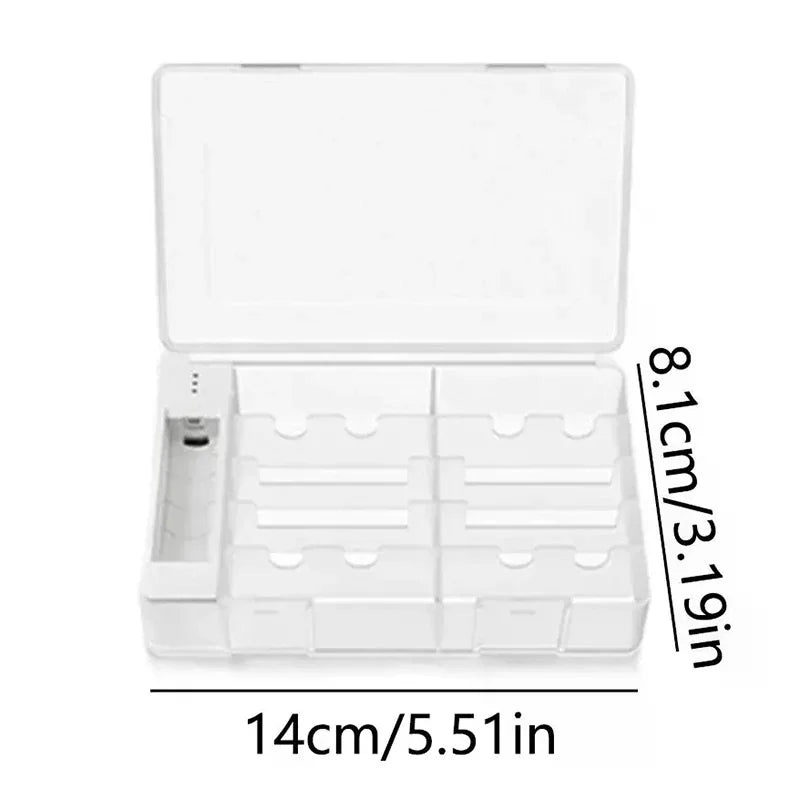 Battery Storage Box with Power Detector – AA & AAA Organizer