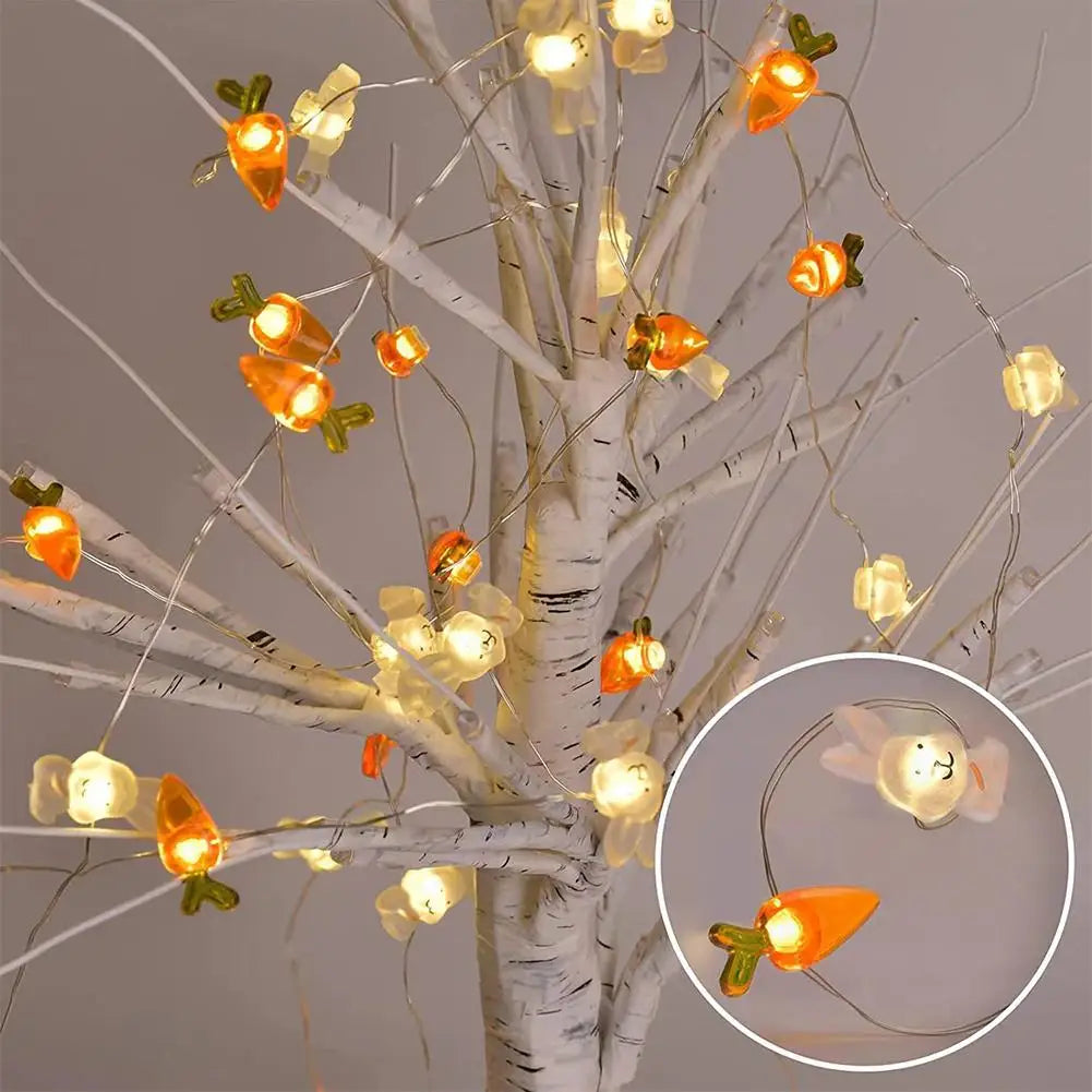 Easter LED String Lights 2M 20 LED Bunny Carrot Egg Décor