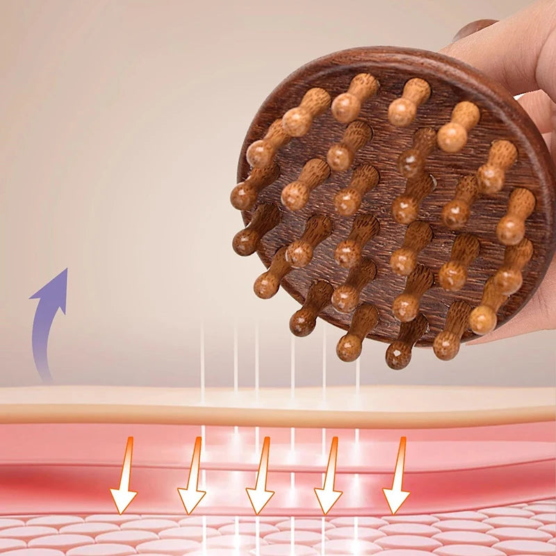 Sandalwood Gua Sha Meridian Massage Brush – Full Body Relief