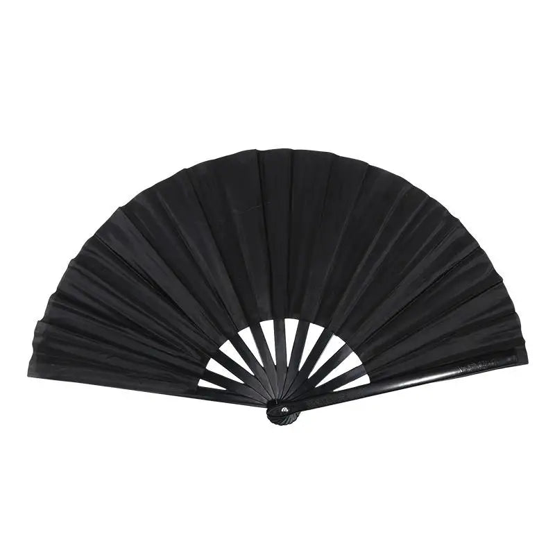 Chinese Style Solid Folding Fan Cloth Blank Plastic Handheld Fan Antiquity Taichi Dance Performance Morning Exercise Accessories Peaceful Pleasures Health and Wellness Black