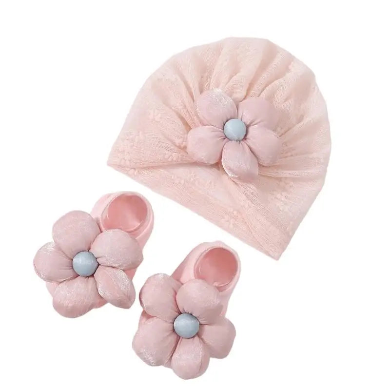 Newborn Baby Bonnet Hat & Socks Set | Soft Knit 0-12 Months