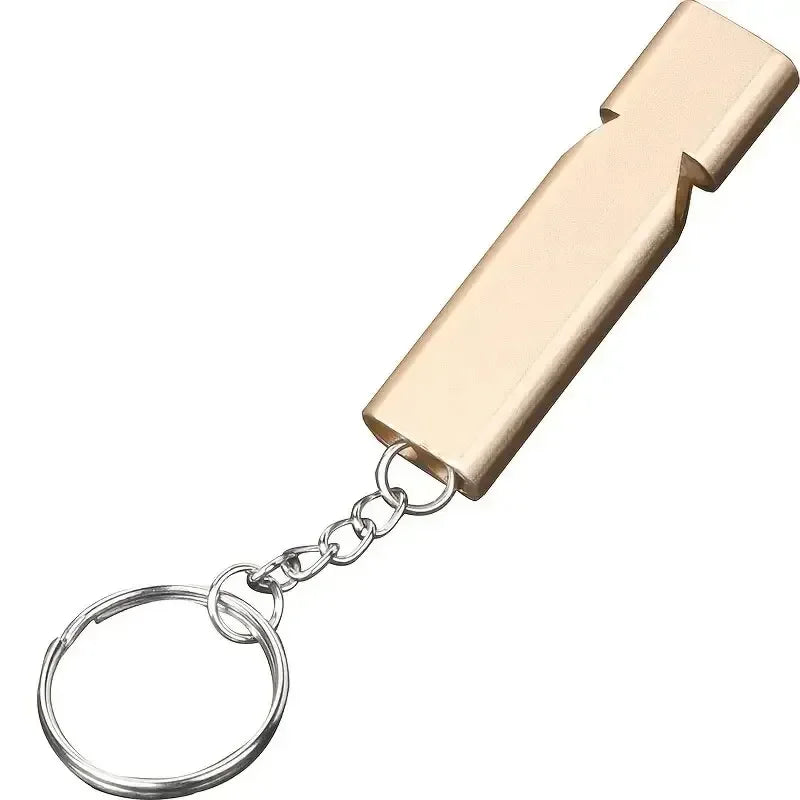 Whistle Flat Aluminum Alloy Dual Frequency Survival Double Tube Outdoor Survival Survival Whistle Equipment Equipped EDC Tool Peaceful Pleasures Health and Wellness Golden