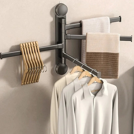 Drill-Free Rotating Double Towel Bar Rack with Suction Cup & Hook Suction Towel Rack Peaceful Pleasures Health and Wellness