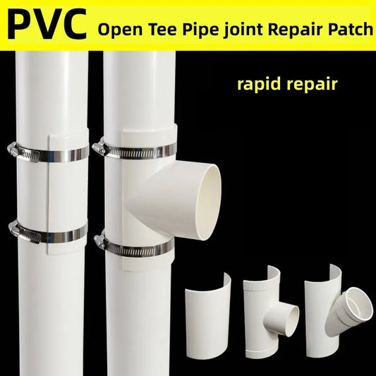 PVC Open Tee Drain Pipe Repair Fitting | 5 Sizes | Tube Connector Pipe Repair Fitting Oasis Select