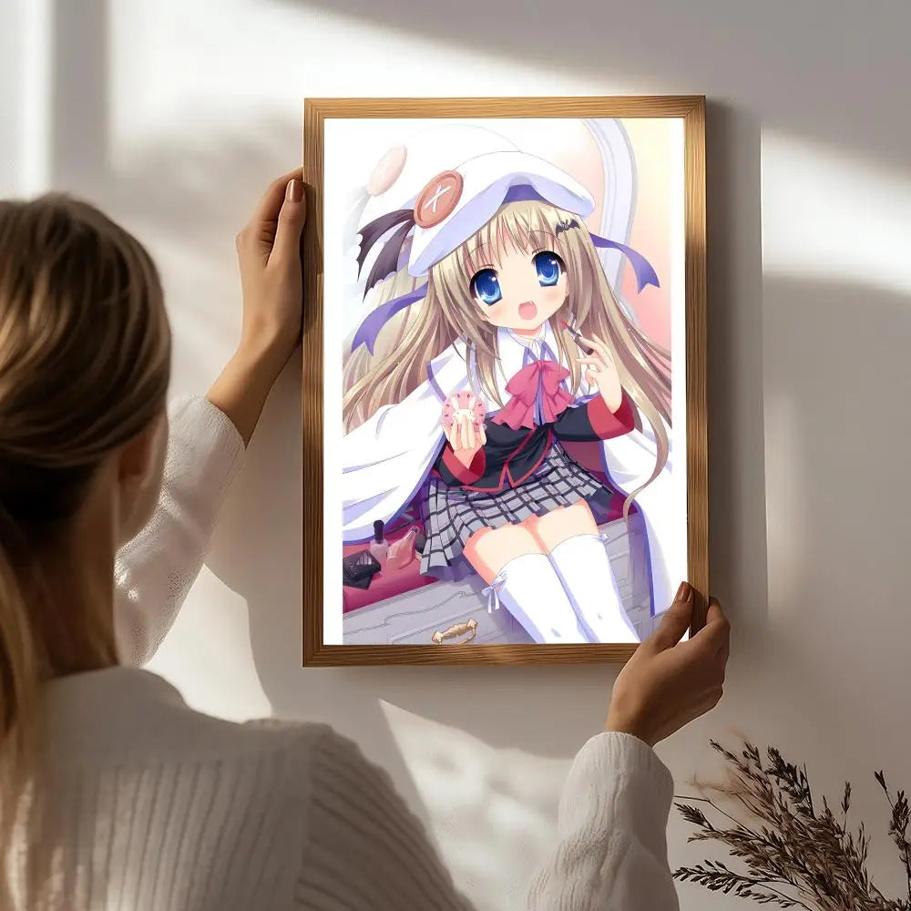 Anime L-Little Busters! Poster HD Self Adhesive Waterproof Wall Art Ideal for Home Office Dorm Bedroom Great Gift Peaceful Pleasures Health and Wellness White2 50X70cmNoframe
