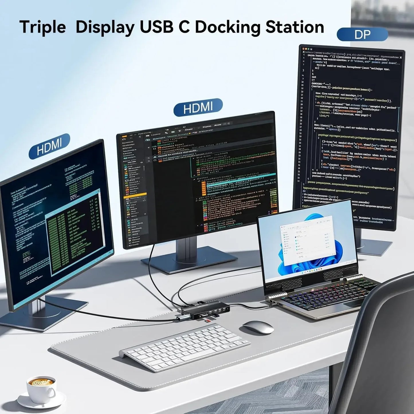 14-in-1 USB C Docking Station with Dual HDMI, DP, 10Gbps Ports, Ethernet & 100W PD for Laptops Peaceful Pleasures Health and Wellness