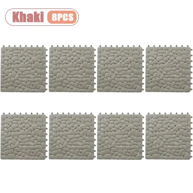 Non-Slip Pebble Bath Mat 30×30cm | Waterproof Splicing Shower Pad