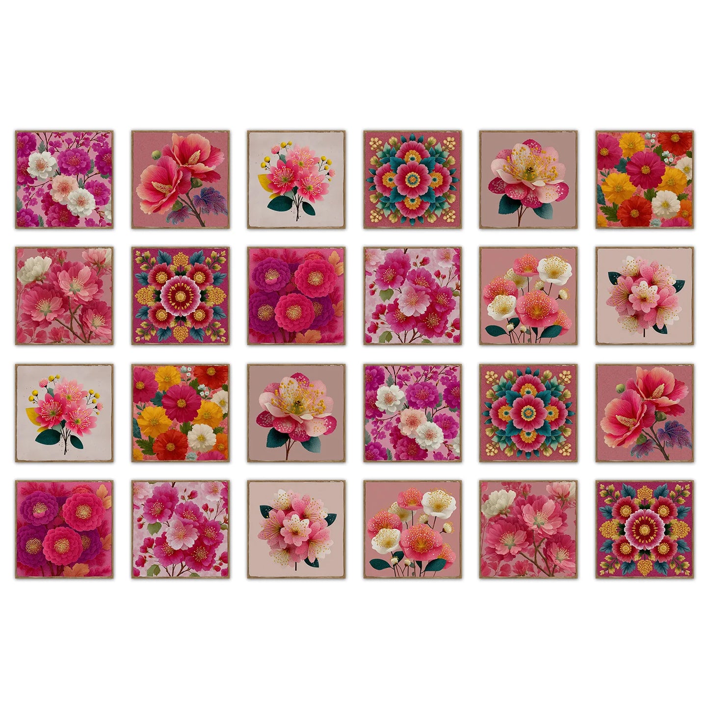 24 pieces European style flower tiles wall stickers Self-adhesive kitchen bathroom decorative ceramic tiles stickers glossy crys Peaceful Pleasures Health and Wellness NHZ69 10X10cm 24PCS