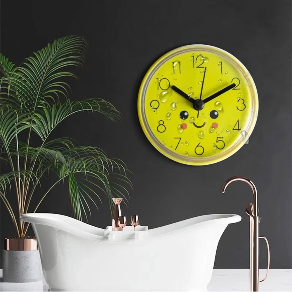 Mini Suction Cup 7cm Quartz Wall Clock Anti Fog Waterproof for Kitchen Bathroom Home Decoration Peaceful Pleasures Health and Wellness