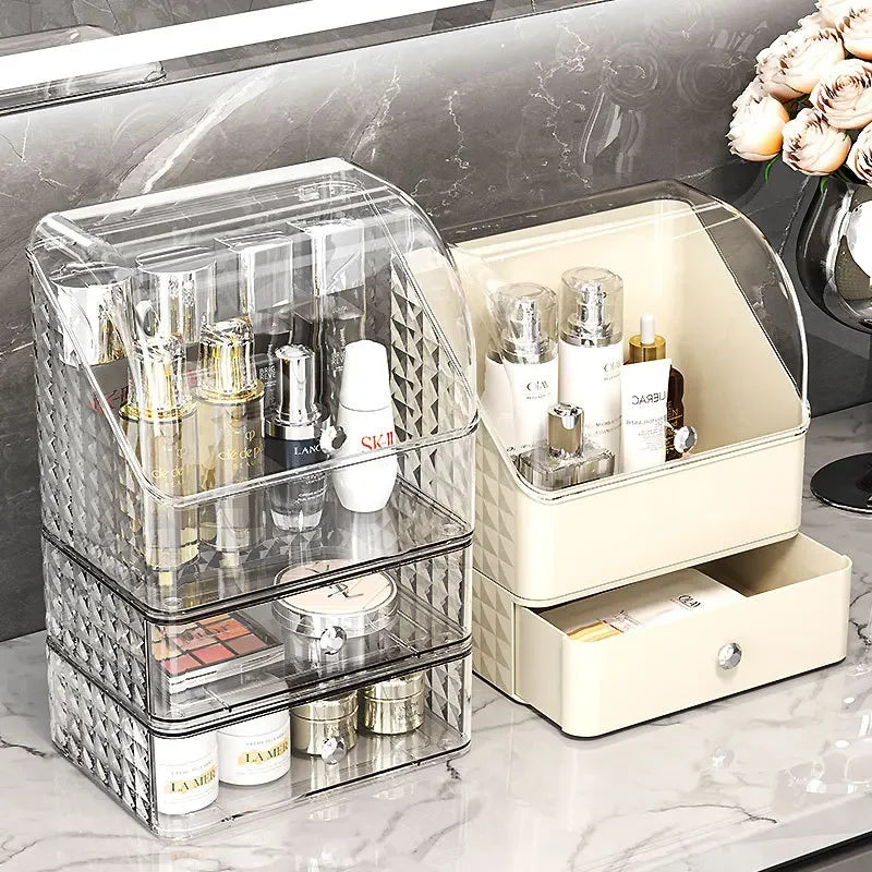 Luxury Transparent Makeup Storage Box with Drawers | Dust Proof