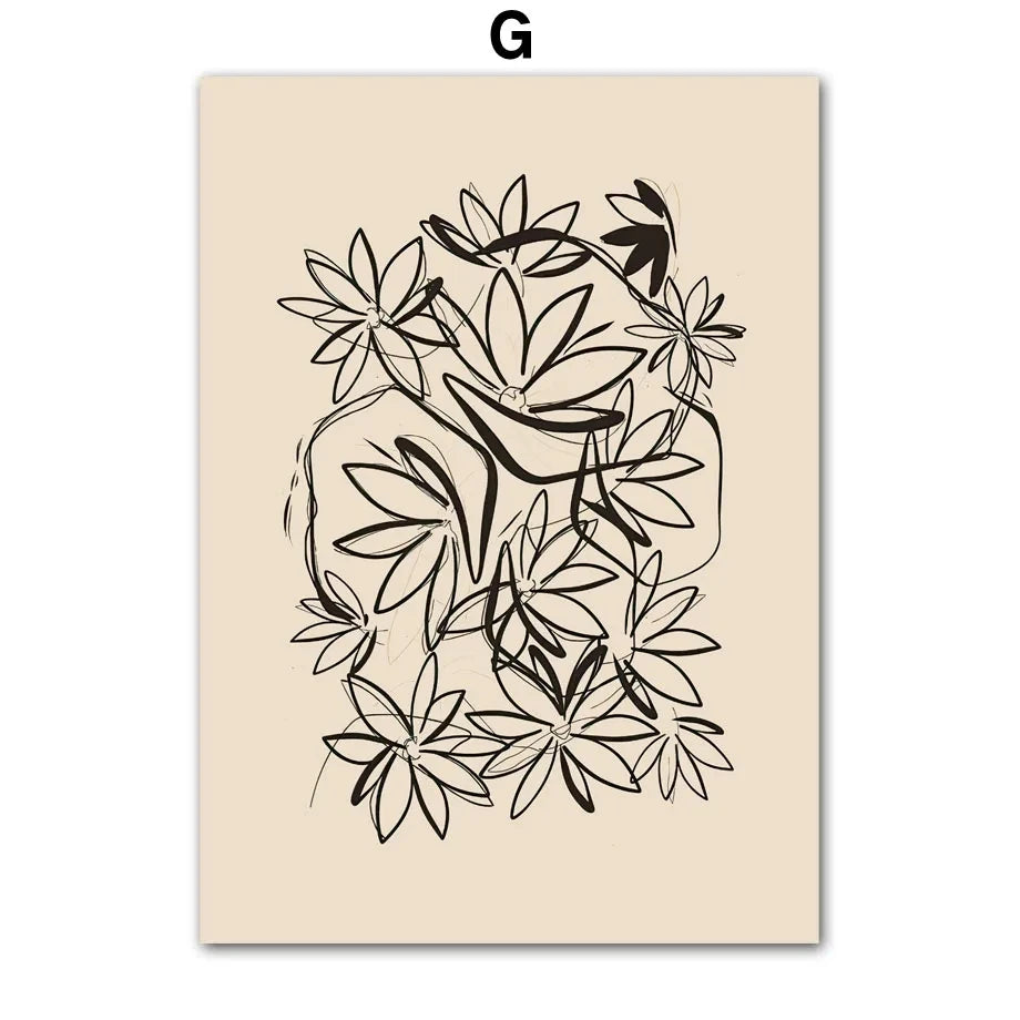 Minimalist Boho Canvas Wall Art | Nordic Abstract Matisse Print