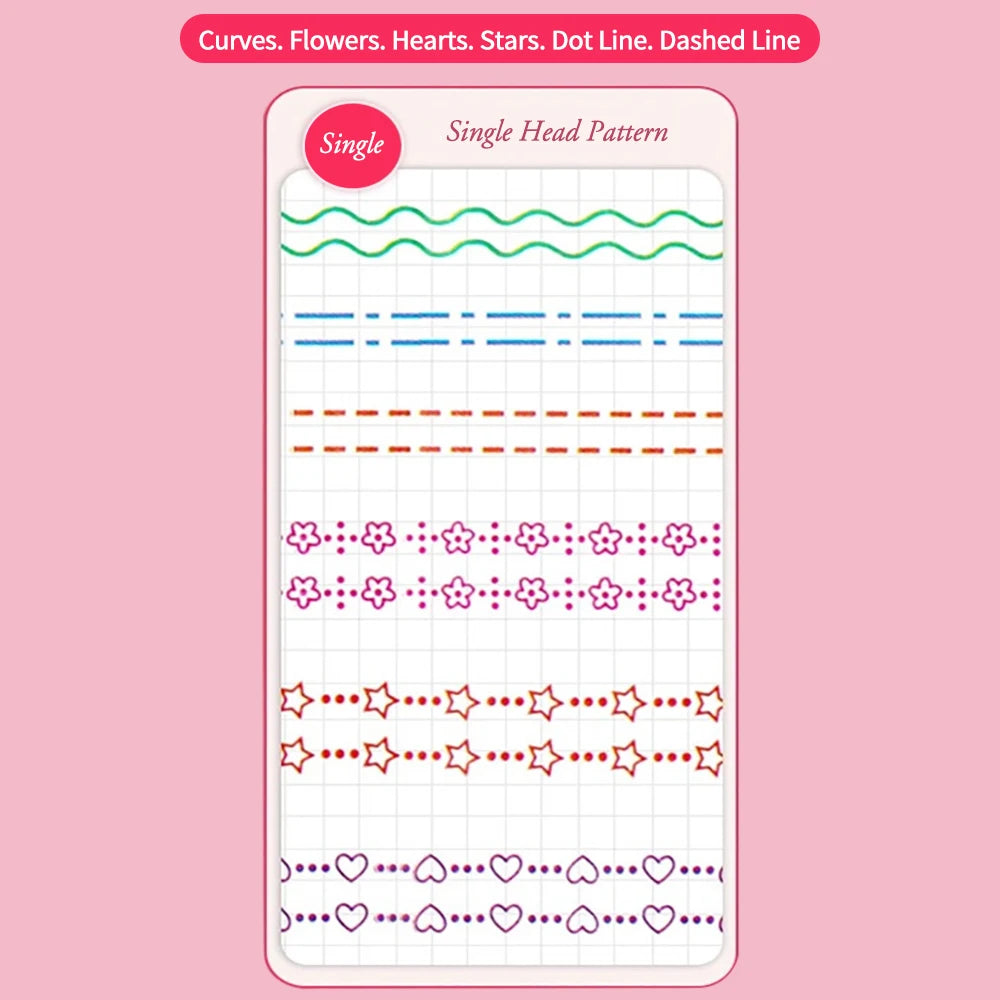 6Pcs/Set Flower Line Shape Highlighter Pen Roller Tip Curve Liner Marker Quick Dry Mark Notes Stationery School Office Supplies Peaceful Pleasures Health and Wellness