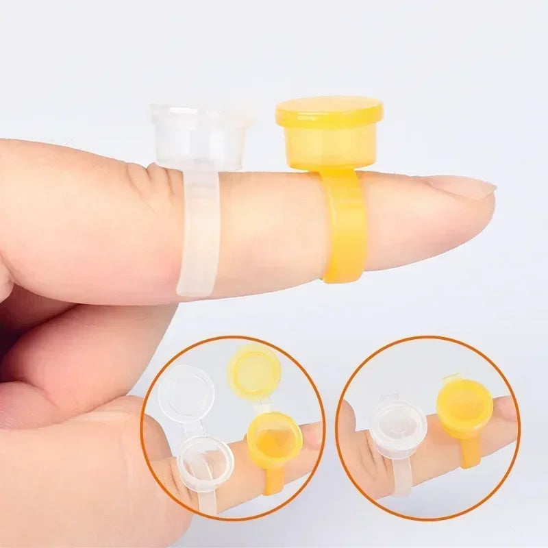 Disposable Permanent Makeup Tattoo Ink, Eyelash Extension Glue Cups with Lids, 50pcs Tattoo Pigment Holder Rings Peaceful Pleasures Health and Wellness