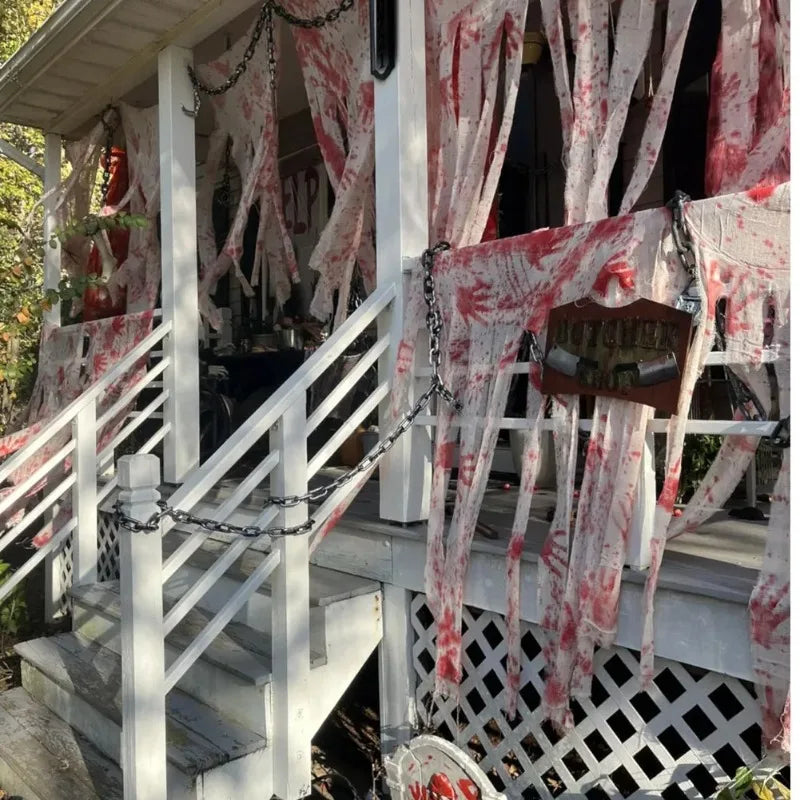 Halloween Blood Handprint Gauze Tablecloth | Haunted House Decor