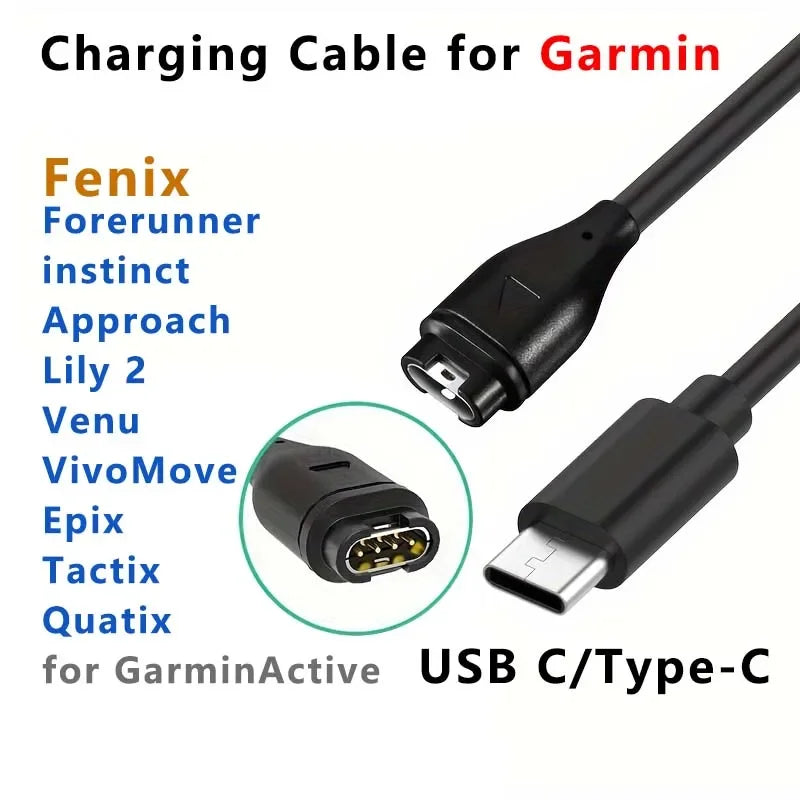 USB Charger Cable for Garmin Fenix 7/6/5 Forerunner Vivoactive Peaceful Pleasures Health and Wellness