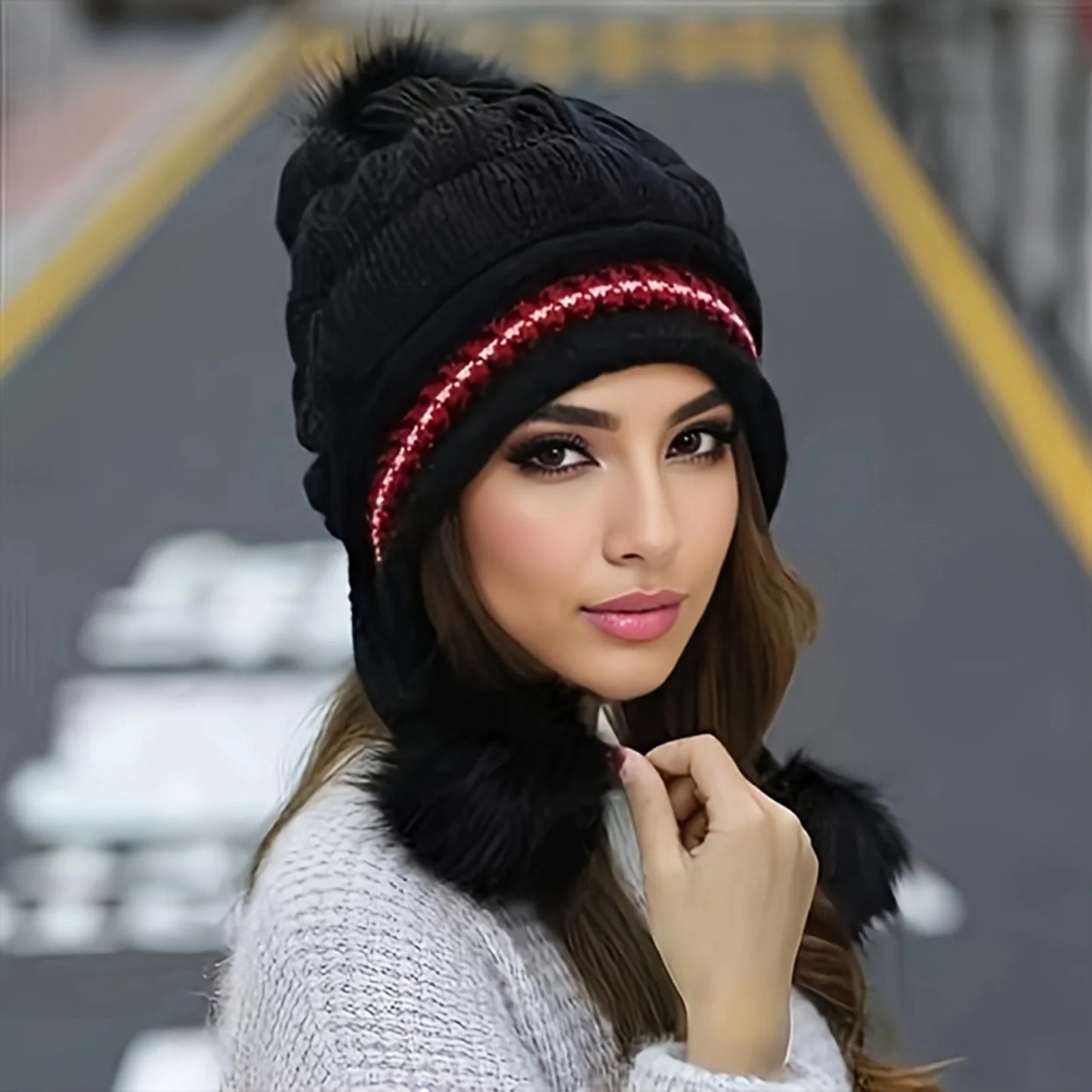 Women's Knitted Warm Hats Soft Stretch Thick Knitted Skull Cap Beanie Suitable for Cold Weather Peaceful Pleasures Health and Wellness