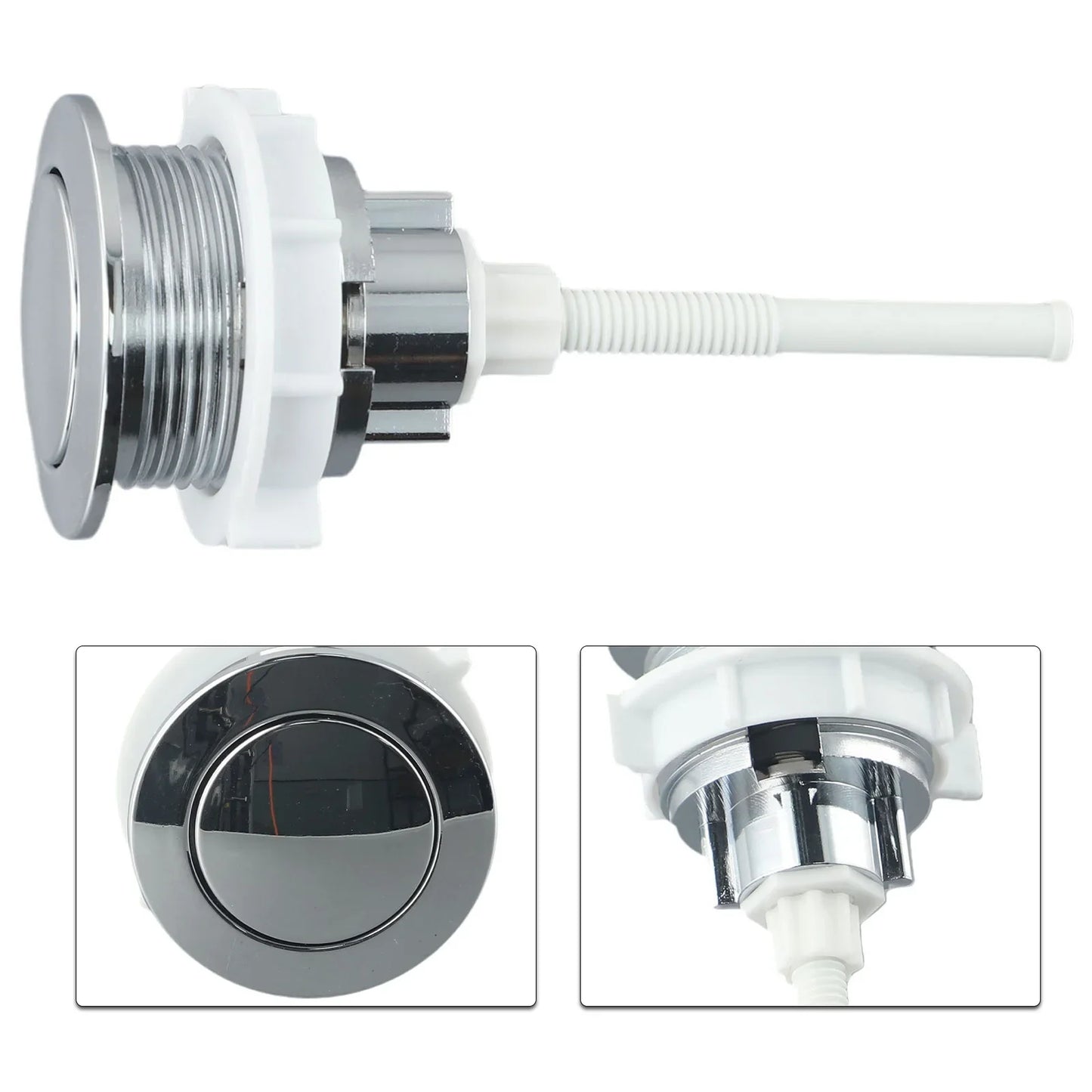 Silver ABS Single Push Toilet Tank Flush Button | Rust-Proof