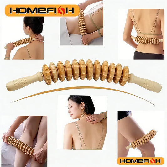 Anti-Slip Handle Wooden Gear Arm, Leg/Hip/Back Deep Massage Roller Peaceful Pleasures Health and Wellness