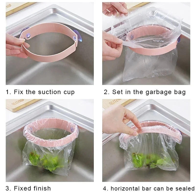 Portable Kitchen Sink Organizer Garbage Bag Holder Absorbent Storage