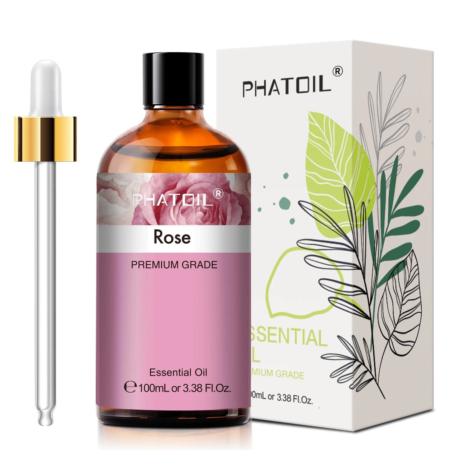 PHATOIL 100ml Pure Essential Oil Lavender Jasmine Vanilla Sandalwood Sweet Orange Lemon Aromatherpay Essential Oils For Diffuser Peaceful Pleasures Health and Wellness Rose United States 100ml